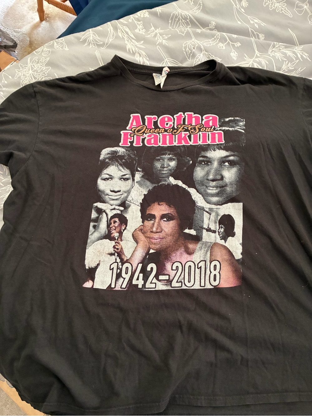 Aretha Franklin Queen of Soul 1942-2018 Memorial T-Shirt 3XL Double Sided